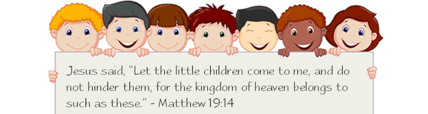 Children Holding Quote from Matthew 19:14