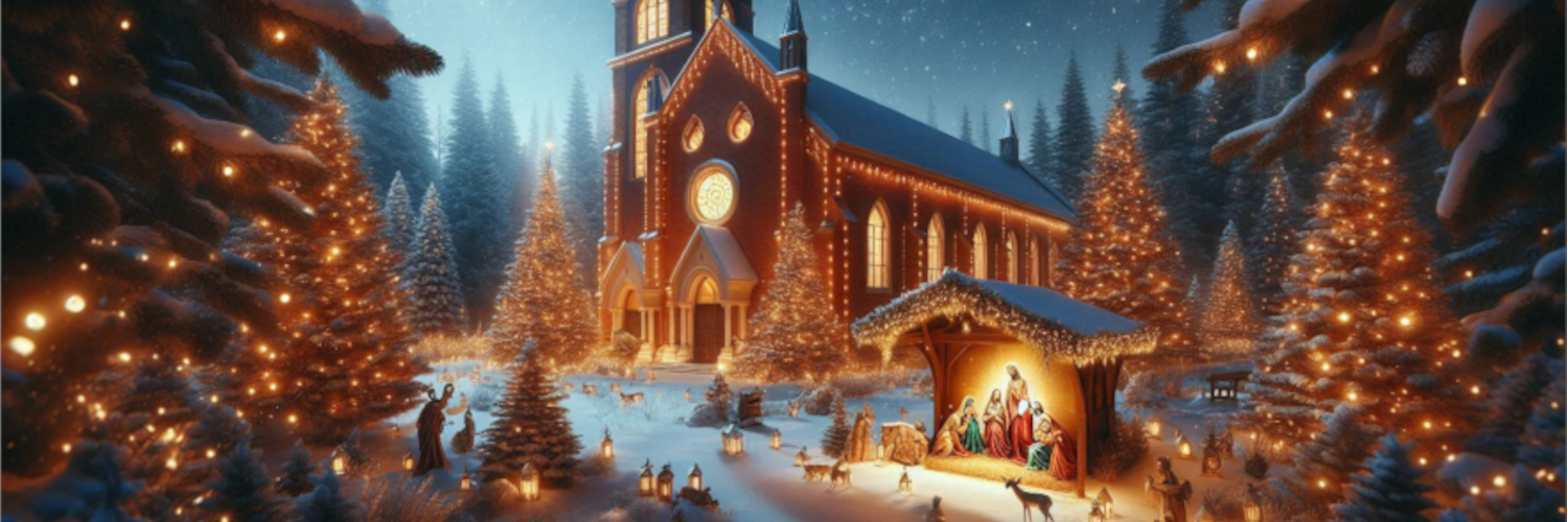 Church with Nativity in foreground